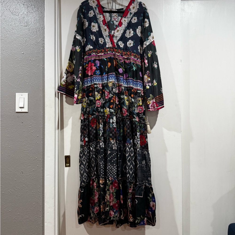 Johnny Was Multicolor Floral Long Sleeve Dress